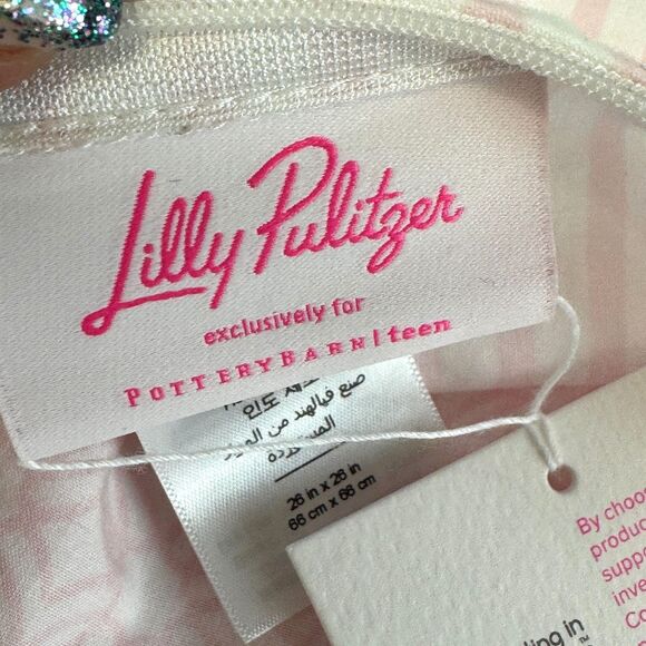 Lilly Pulitzer Reversible Bamboo Butterfly Euro Pillow Cover Pink Tropical NEW - Picture 8 of 11